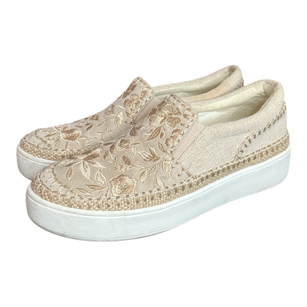 Johnny Was Cecilia Slip-On Embroidered Sand Sneakers - Picture 6 of 10